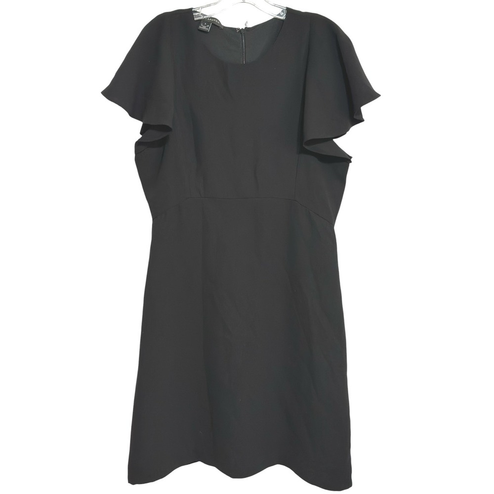 Ralph Lauren Sheath Dress Womens Black Flutter Cocktail Chic LBD Quiet Luxury 4